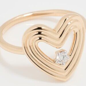 Adina Reyter 14k Groovy Diamond Heart Ring, size 6